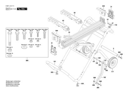 Part Location Diagram of 2610953594 Bosch Tool T-ROLLER SUPPORT LEG