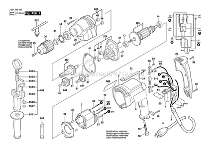 Page 1 Diagram and Parts List for 1034VSR 3601K496A3 Bosch Cordless Drill