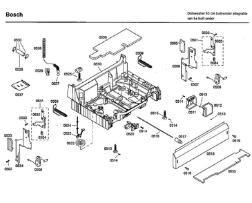 Base Diagram and Parts List for SHX46L15UC 43 Bosch Dishwasher