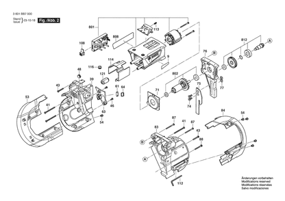 Figure 2 Diagram and Parts List for 3601BB7010 GCB18V-5 Bosch Band Saw