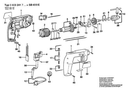 Section 1 Diagram and Parts List for SB400E 0603241703 Bosch Hammer Drill