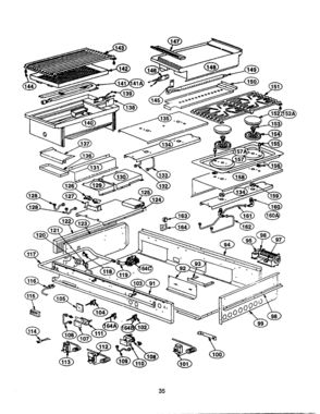 34 - BURNER BOX Diagram and Parts List for PRDS484GD  Bosch Range