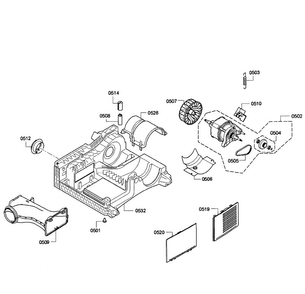 Motor Assy Diagram and Parts List for WTV76100US 10 Bosch Dryer