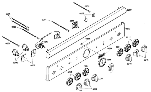Front Panel Diagram and Parts List for PRD364ELHU02  Thermador Range