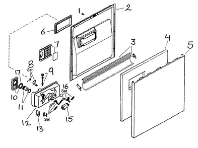 Door Assy Diagram and Parts List for SHU43C06UC 14 Bosch Dishwasher