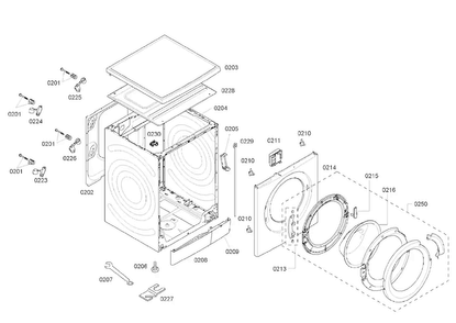 Cabinet Diagram and Parts List for WAS24460UC 23 Bosch Washer