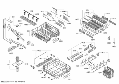 Diagram 6 Diagram and Parts List for SHV9PT53UC-70  Bosch Dishwasher