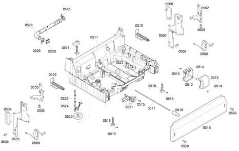 Base Asy Diagram and Parts List for SHE43F06UC 52 Bosch Dishwasher