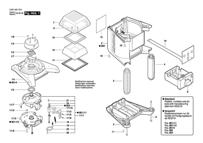 Part Location Diagram of 2610A13908 Bosch Tool ASSEMBLY TOP HOUSING