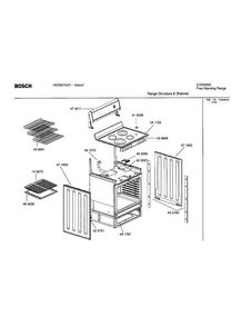 Range Structure And Shelves Diagram and Parts List for HES247U 01 Bosch Range