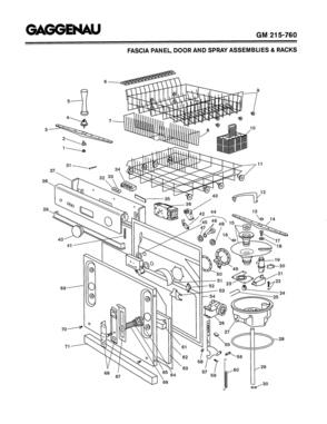 02 - FASCIA PANEL, DOOR AND SPRAY ASSEMBLIES & RACKS Diagram and Parts List for GM215-760  Bosch 