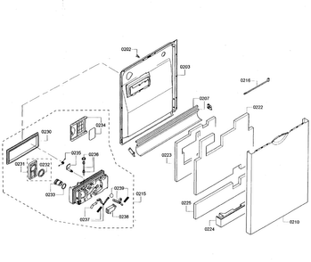 Door Assy Diagram and Parts List for SHE55R56UC 64 Bosch Dishwasher