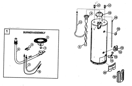 Water Heater Diagram and Parts List for 153339860  Kenmore Water Heater