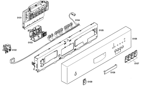 Control Panel Diagram and Parts List for SHE42L15UC 50 Bosch Dishwasher