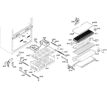 Freezer Diagram and Parts List for T36IT71FN 25 Thermador Refrigerator