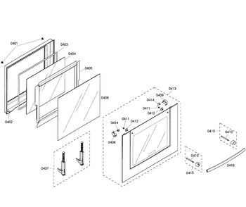 Door Assy Diagram and Parts List for HBL3360UC 03 Bosch Wall Oven