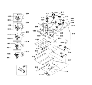 Valve Assy Diagram and Parts List for HGS3023UC 05 Bosch Range