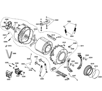 Drum Assy Diagram and Parts List for WFMC4300UC 01 Bosch Washer