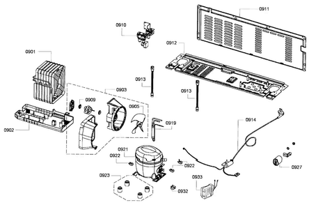 Compressor Diagram and Parts List for B26FT70SNS 01 Bosch Refrigerator