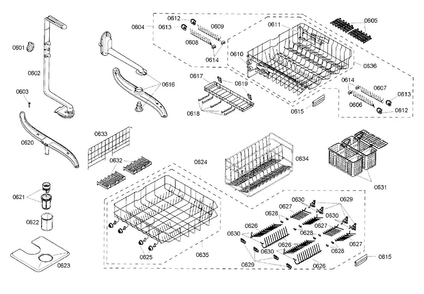 Basket Assy Diagram and Parts List for DWHD94EP 48 Thermador Dishwasher