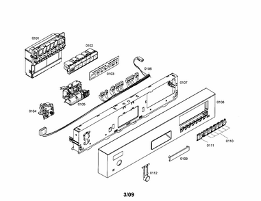 Facia Panel/controls Diagram and Parts List for S35KMK16UC 47 Bosch Dishwasher