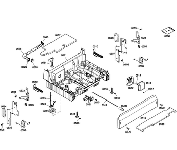 Base Assy Diagram and Parts List for SHE43P15UC 53 Bosch Dishwasher