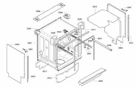 Cabinet Assy Diagram and Parts List for S47KMK35UC 25 Bosch Dishwasher