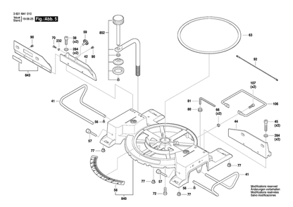 Page 5 Diagram and Parts List for GCM18V-08 3601M41010 Bosch Miter Saw