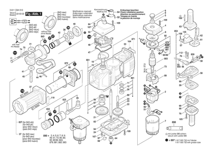 Section 1 Diagram and Parts List for BH2770VC 3611C0A012 Bosch Demolition Hammer