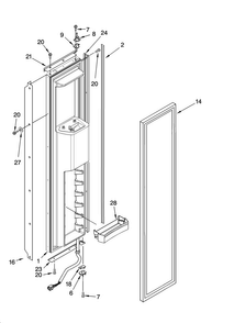 Freezer Door Parts Diagram and Parts List for KBUDT4270A 02 Thermador Refrigerator