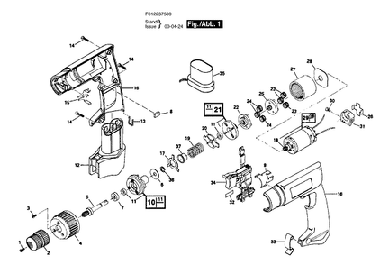 Bosch 2375 (F012237500) Diagram and Parts List for 2375 F012237500 Bosch Screwdriver