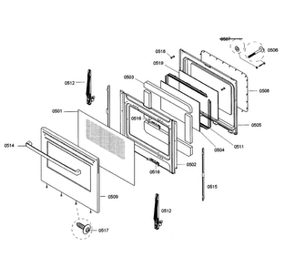 Door Assy Diagram and Parts List for HGS5053UC 04 Bosch Range