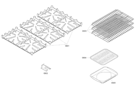 Grates/shelfs Diagram and Parts List for PRD366EHC 03 Thermador Range