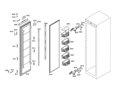 Freezer Door Diagram and Parts List for T18IF70CSS-01  Thermador Freezer