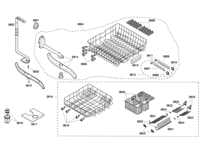 Rack Assy Diagram and Parts List for SHE46C06UC 33 Bosch Dishwasher