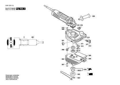 Page 2 Diagram and Parts List for GWS13-52TG 3601G76110 Bosch Grinder