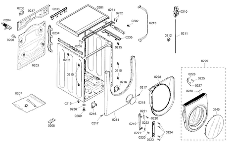 Cabinet Parts Diagram and Parts List for WFMC8400UC 13 Bosch Washer