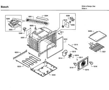 Oven Diagram and Parts List for HDI7282U 04 Bosch Range