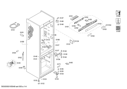 Diagram 1 Diagram and Parts List for B10CB80NVB-05  Bosch Refrigerator