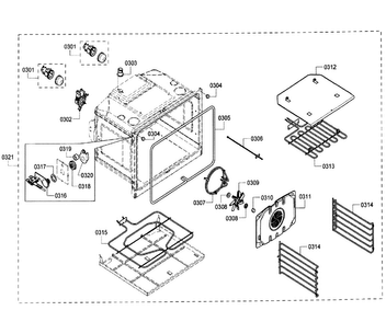 Cavity Diagram and Parts List for HBN5620UC 01 Bosch Wall Oven