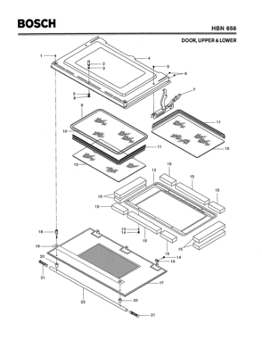 06 - DOOR, UPPER & LOWER Diagram and Parts List for HBN656  Bosch Range