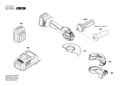 Diagram 2 Diagram and Parts List for GWX18V-10PC 3 601 GB0 700 Bosch Angle Grinder