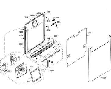 Door Diagram and Parts List for SHE68T55UC 07 Bosch Dishwasher