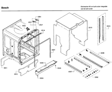 Frame Diagram and Parts List for SHP65T56UC 02 Bosch Dishwasher