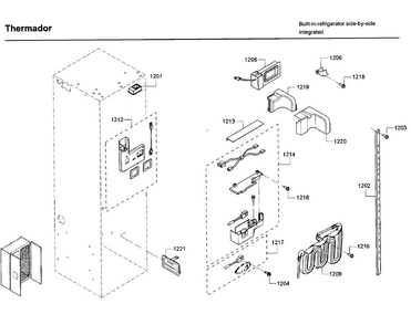 Water Tank Asy Diagram and Parts List for T42BD820NS 01 Thermador Refrigerator