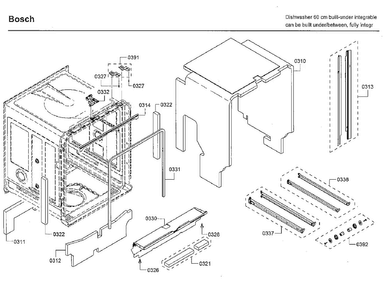 Frame Diagram and Parts List for SHVM78W53N 01 Bosch Dishwasher