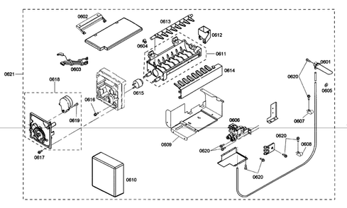 Ice Maker Diagram and Parts List for KBUDT4875E 01 Thermador Refrigerator