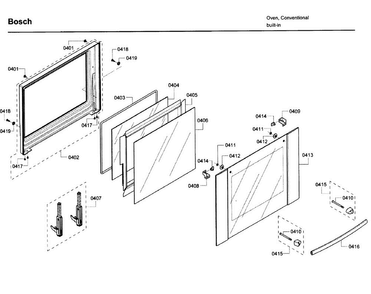 Door Asy Diagram and Parts List for HBL8650UC 11 Bosch Wall Oven