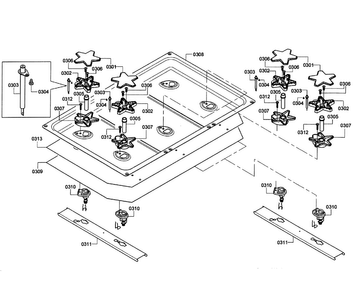 Burners Assy Diagram and Parts List for PRD366GHU 07 Thermador Range