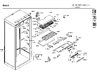 Cavity asy Diagram and Parts List for B30IR800SP 01 Bosch Refrigerator